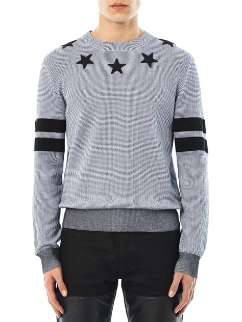 GIVENCHY Stars & Stripes Sweater In Grey Cotton 